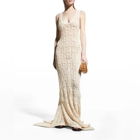 A.L.C Nicky Maxi Dress Cream Crochet Sleeveless Bohemian Cottagecore Wedding - Picture 1 of 12